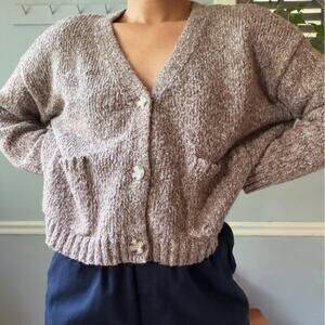 Heathered taupe pocket cardigan